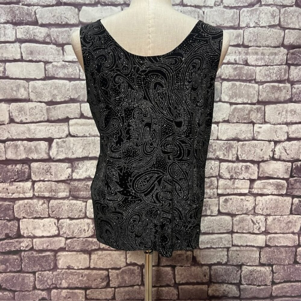 Chico's Travelers Black & Silver Sleeveless Blouse Size XL - Picture 5 of 7